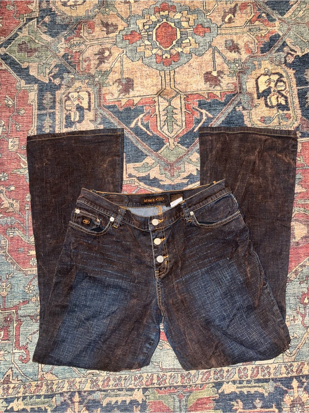 Vintage Y2K Bongo "Let Me B" Flocked Flares